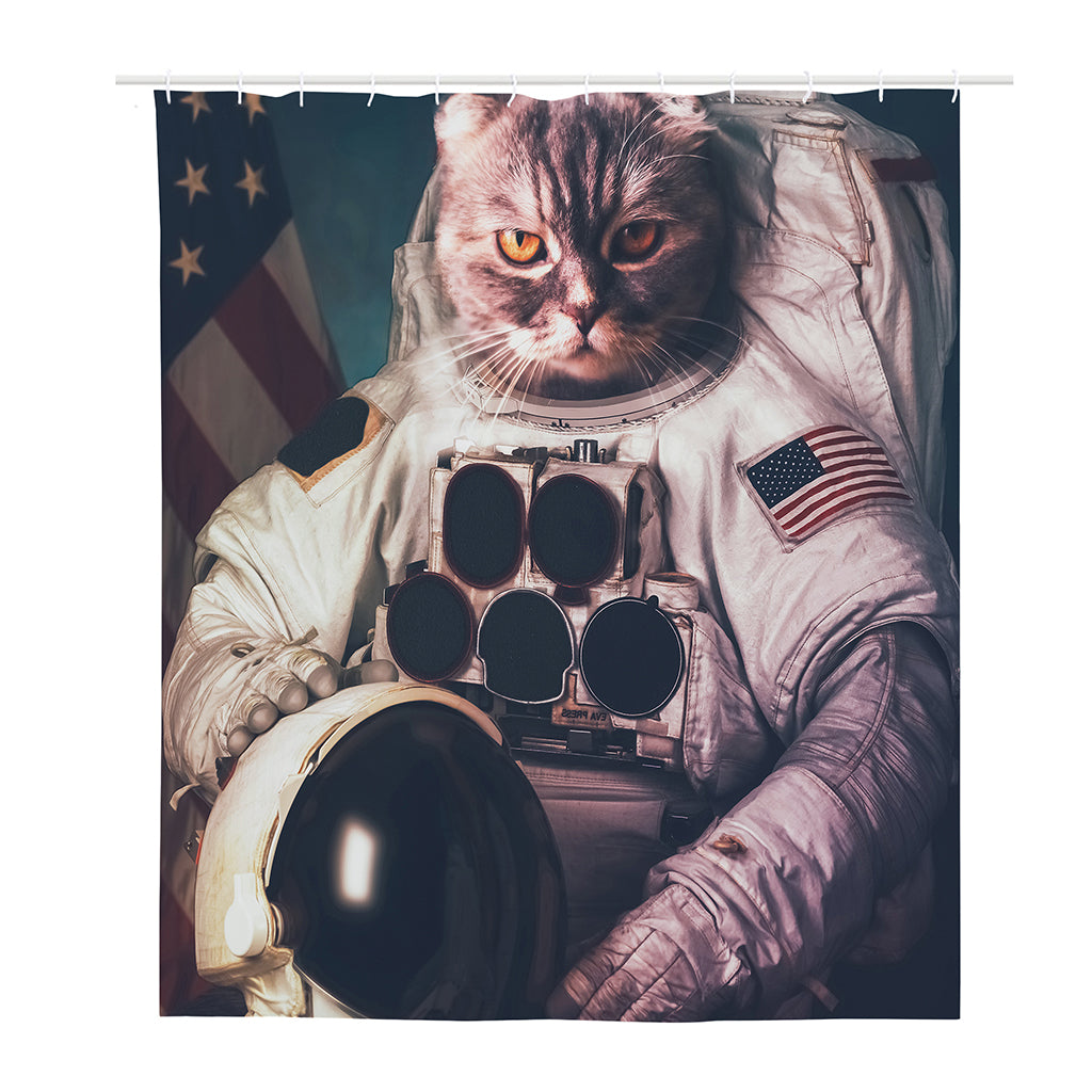 American Astronaut Cat Print Polyester Shower Curtain