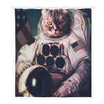 American Astronaut Cat Print Polyester Shower Curtain