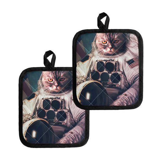 American Astronaut Cat Print Pot Holders