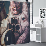 American Astronaut Cat Print Premium Shower Curtain