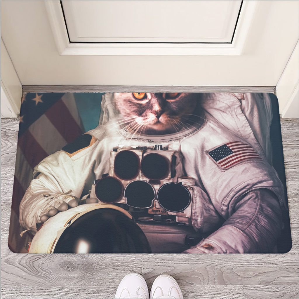 American Astronaut Cat Print Rubber Doormat