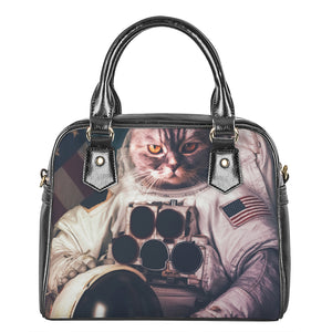 American Astronaut Cat Print Shoulder Handbag