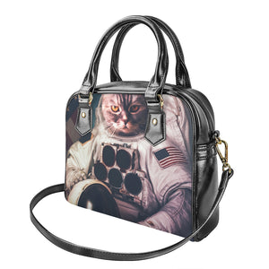 American Astronaut Cat Print Shoulder Handbag