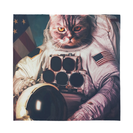 American Astronaut Cat Print Silk Bandana
