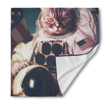 American Astronaut Cat Print Silk Bandana