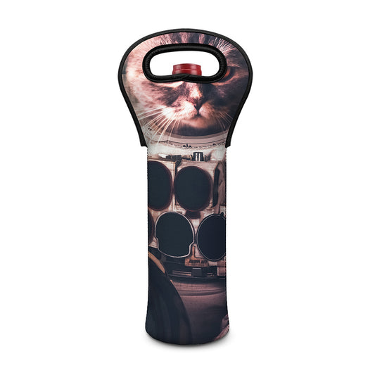 American Astronaut Cat Print Single Neoprene Wine Tote