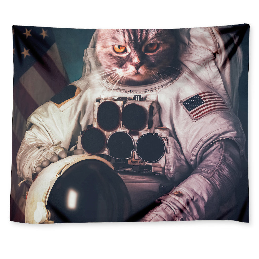 American Astronaut Cat Print Tapestry