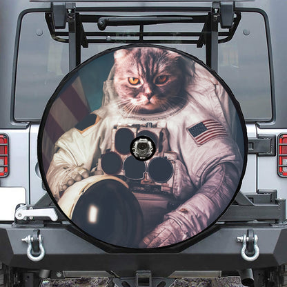 American Astronaut Cat Print Tire Cover With Camera Hole