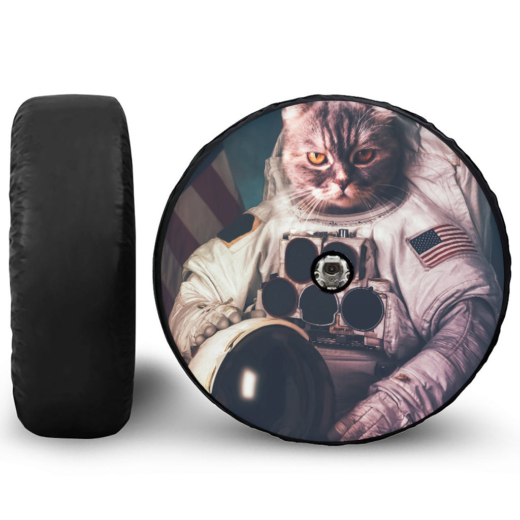 American Astronaut Cat Print Tire Cover With Camera Hole
