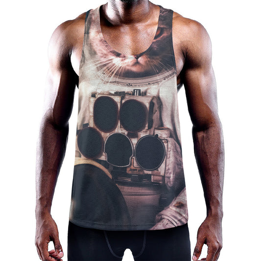 American Astronaut Cat Print Training Tank Top