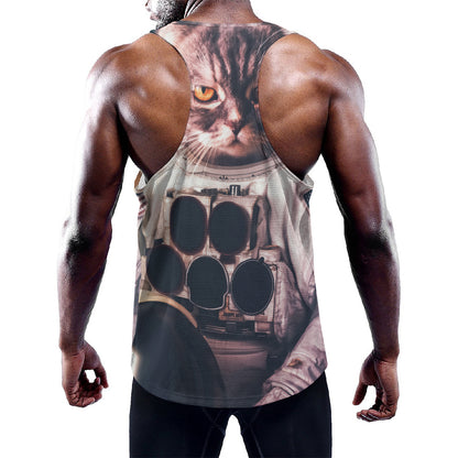 American Astronaut Cat Print Training Tank Top
