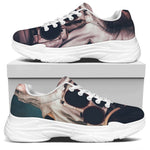 American Astronaut Cat Print White Chunky Shoes