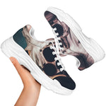 American Astronaut Cat Print White Chunky Shoes