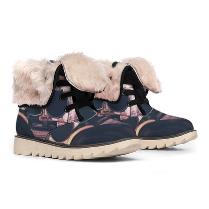 American Astronaut Cat Print Winter Boots