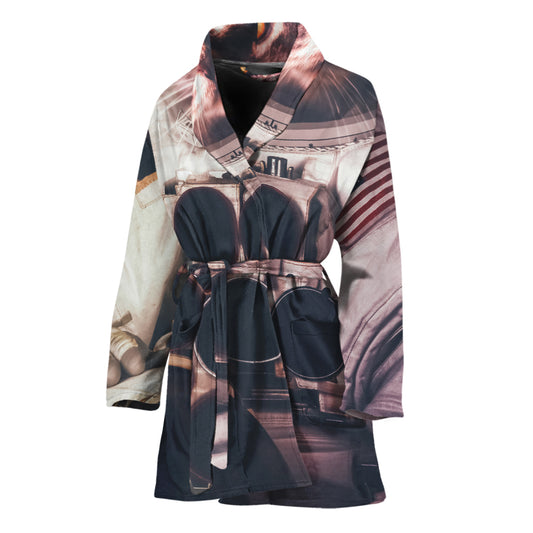 American Astronaut Cat Print Women's Bathrobe