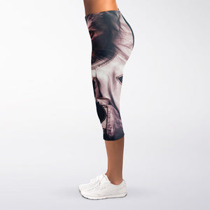 American Astronaut Cat Print Women's Capri Leggings