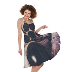 American Astronaut Cat Print Women's Sleeveless Dress