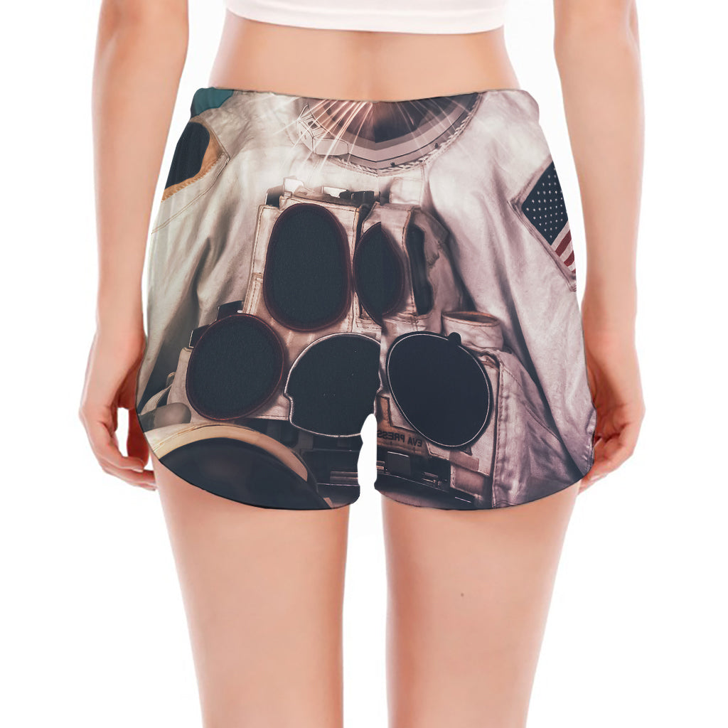 American Astronaut Cat Print Women's Split Running Shorts