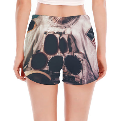American Astronaut Cat Print Women's Split Running Shorts