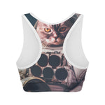 American Astronaut Cat Print Women's Sports Bra