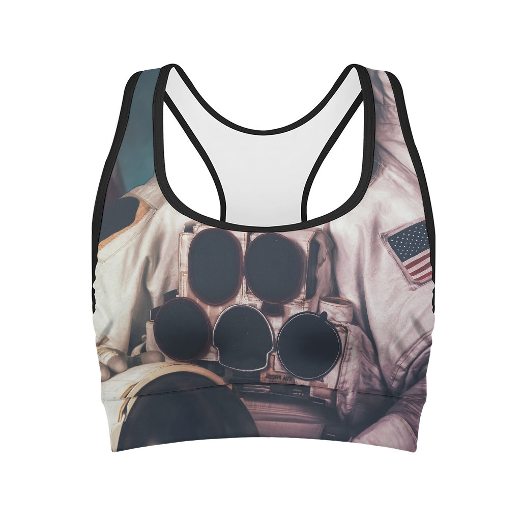 American Astronaut Cat Print Women's Sports Bra