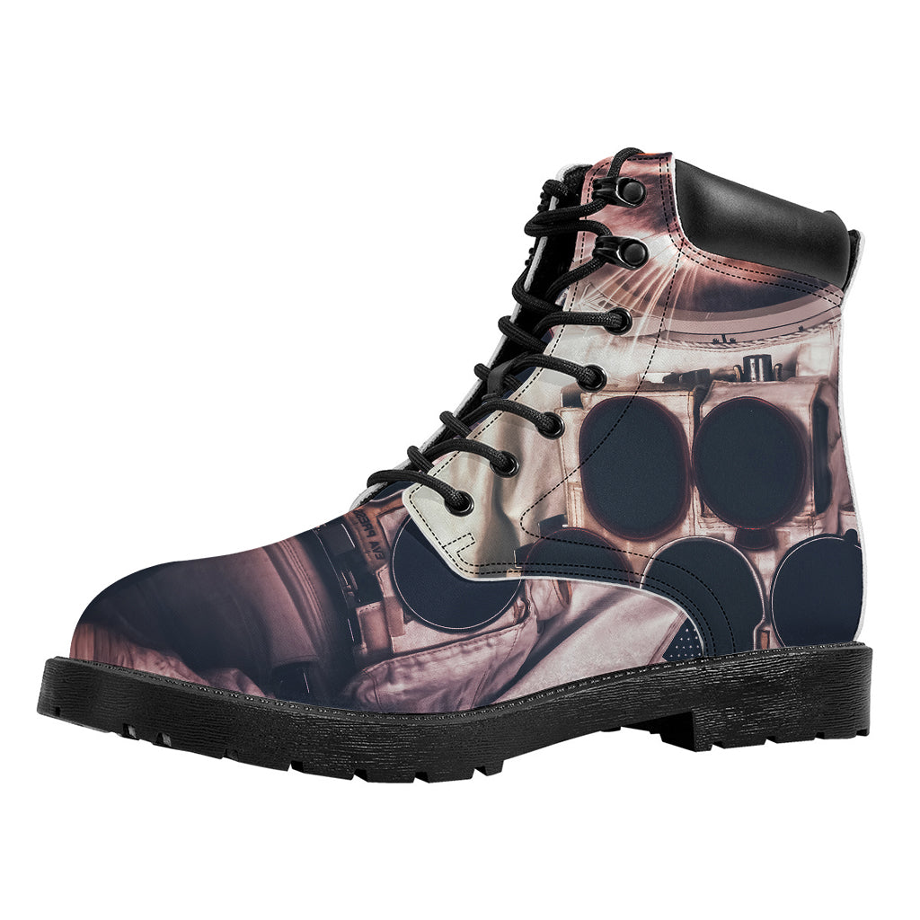 American Astronaut Cat Print Work Boots