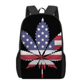 American Cannabis Leaf Flag Print 17 Inch Backpack