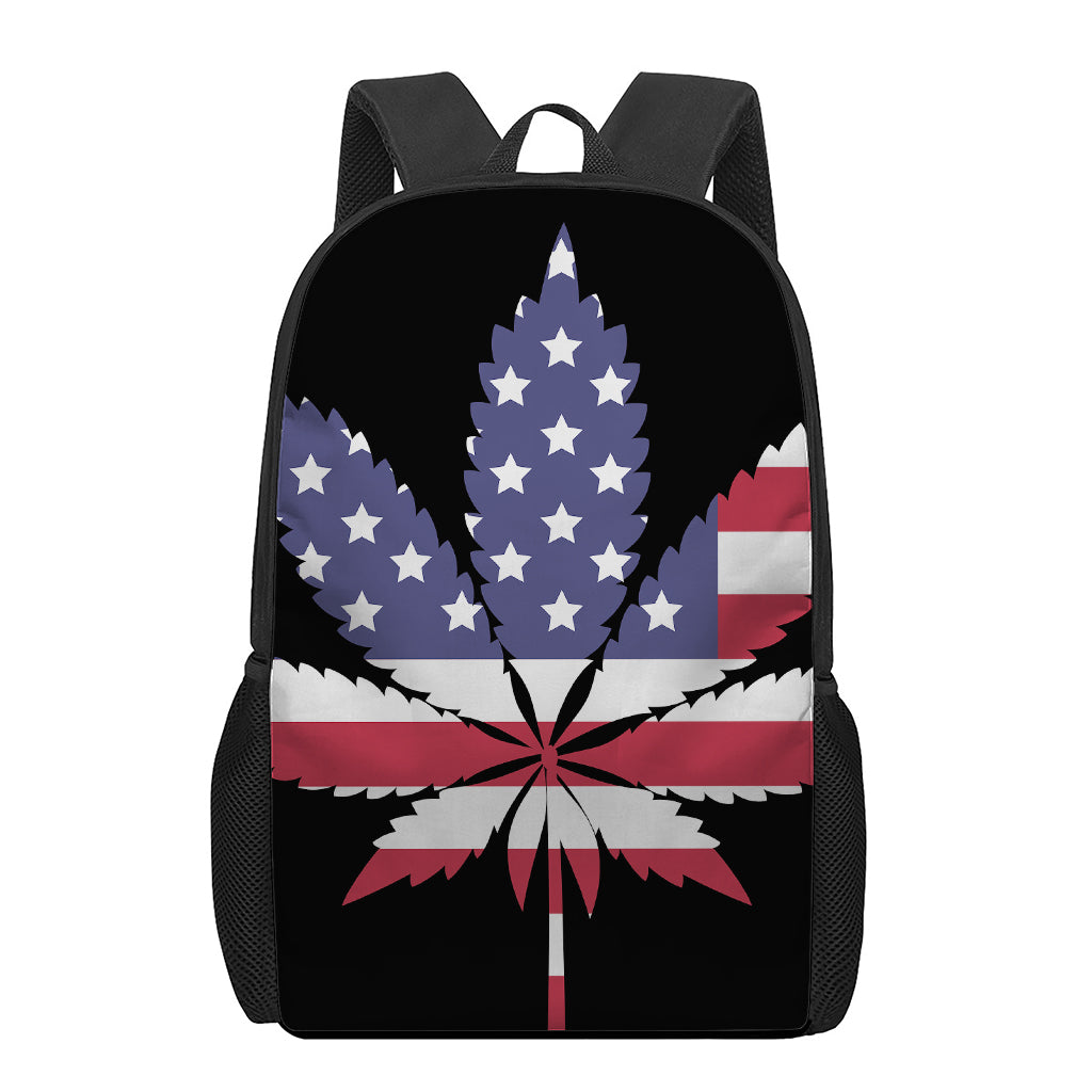 American Cannabis Leaf Flag Print 17 Inch Backpack