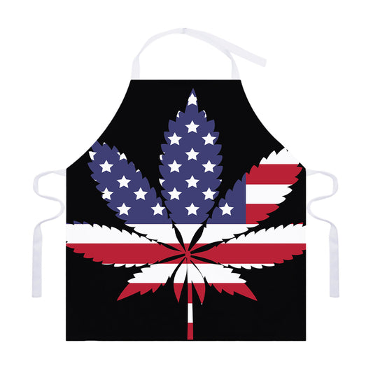 American Cannabis Leaf Flag Print Adjustable Apron