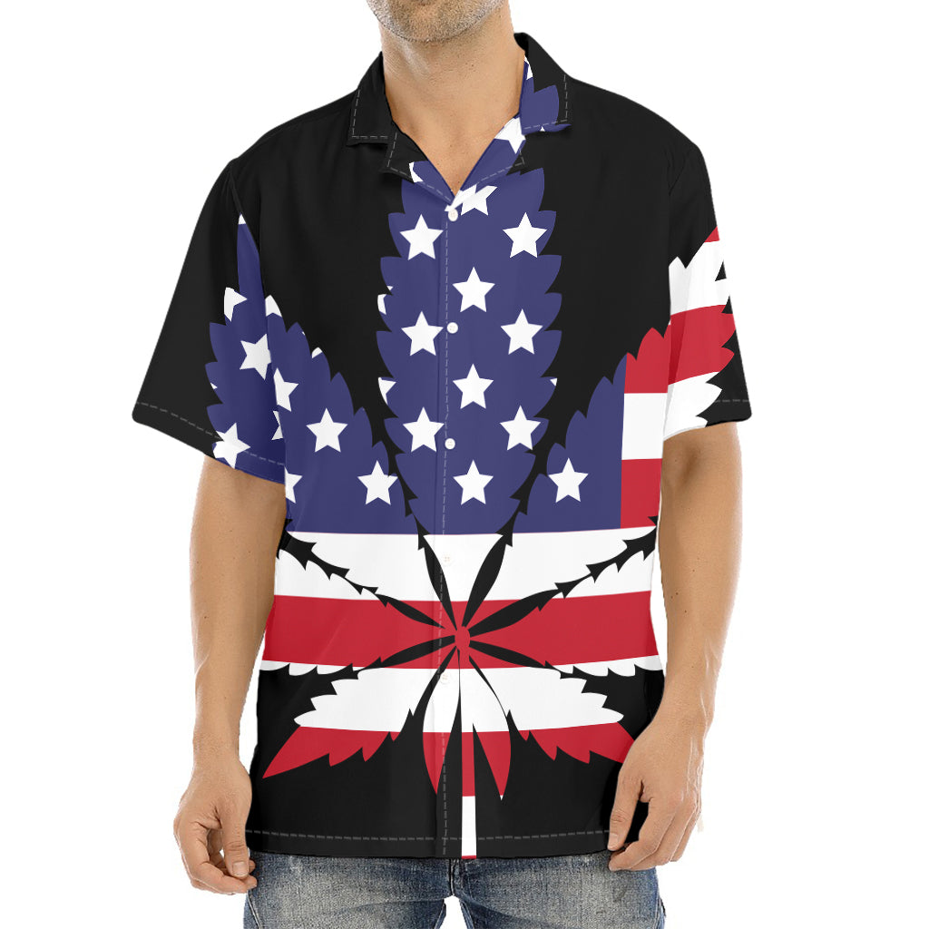American Cannabis Leaf Flag Print Aloha Shirt