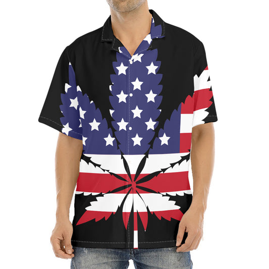 American Cannabis Leaf Flag Print Aloha Shirt