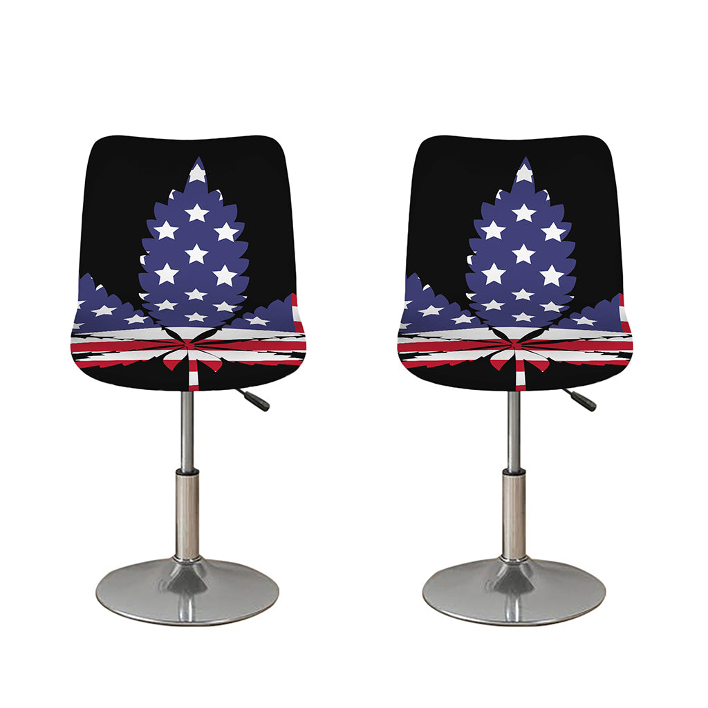 American Cannabis Leaf Flag Print Bar Stool Covers