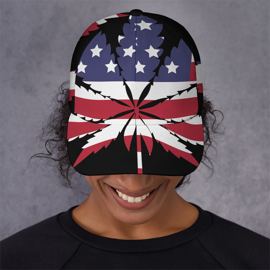 American Cannabis Leaf Flag Print Baseball Cap