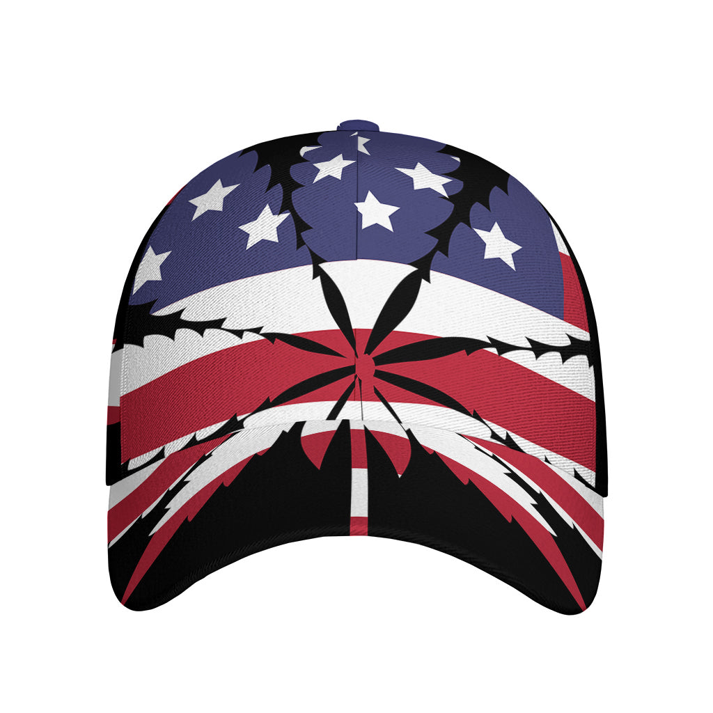 American Cannabis Leaf Flag Print Baseball Cap