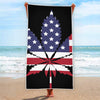 American Cannabis Leaf Flag Print Beach Towel