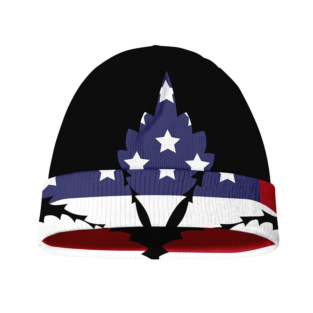 American Cannabis Leaf Flag Print Beanie