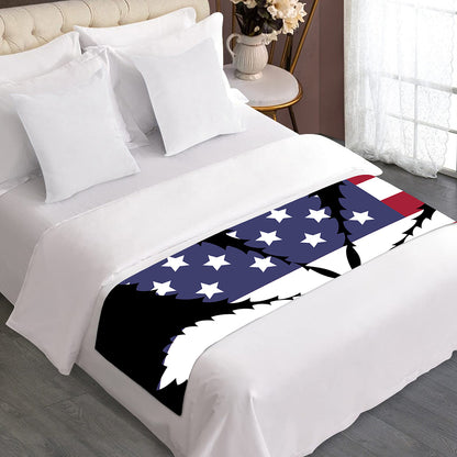 American Cannabis Leaf Flag Print Bed Runner