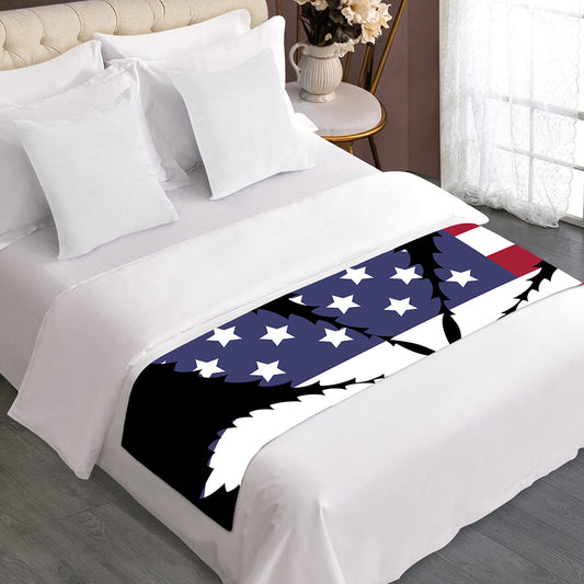 American Cannabis Leaf Flag Print Bed Runner