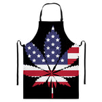 American Cannabis Leaf Flag Print Bib Apron With Pocket