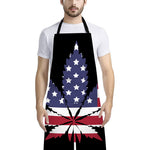 American Cannabis Leaf Flag Print Bib Apron With Pocket