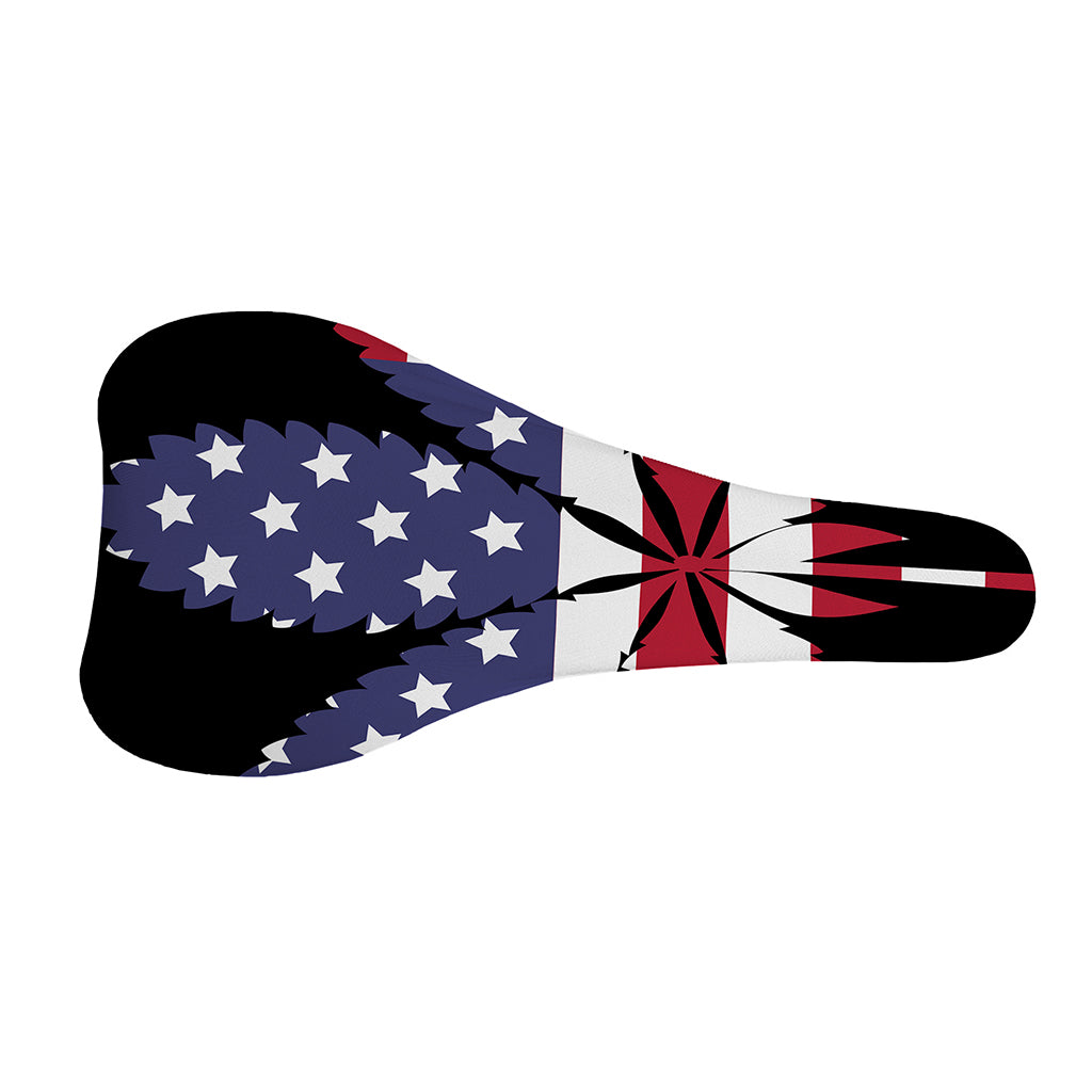 American Cannabis Leaf Flag Print Bicycle Seat Cover