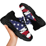 American Cannabis Leaf Flag Print Black Chunky Shoes