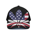 American Cannabis Leaf Flag Print Black Mesh Trucker Hat