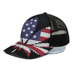 American Cannabis Leaf Flag Print Black Mesh Trucker Cap