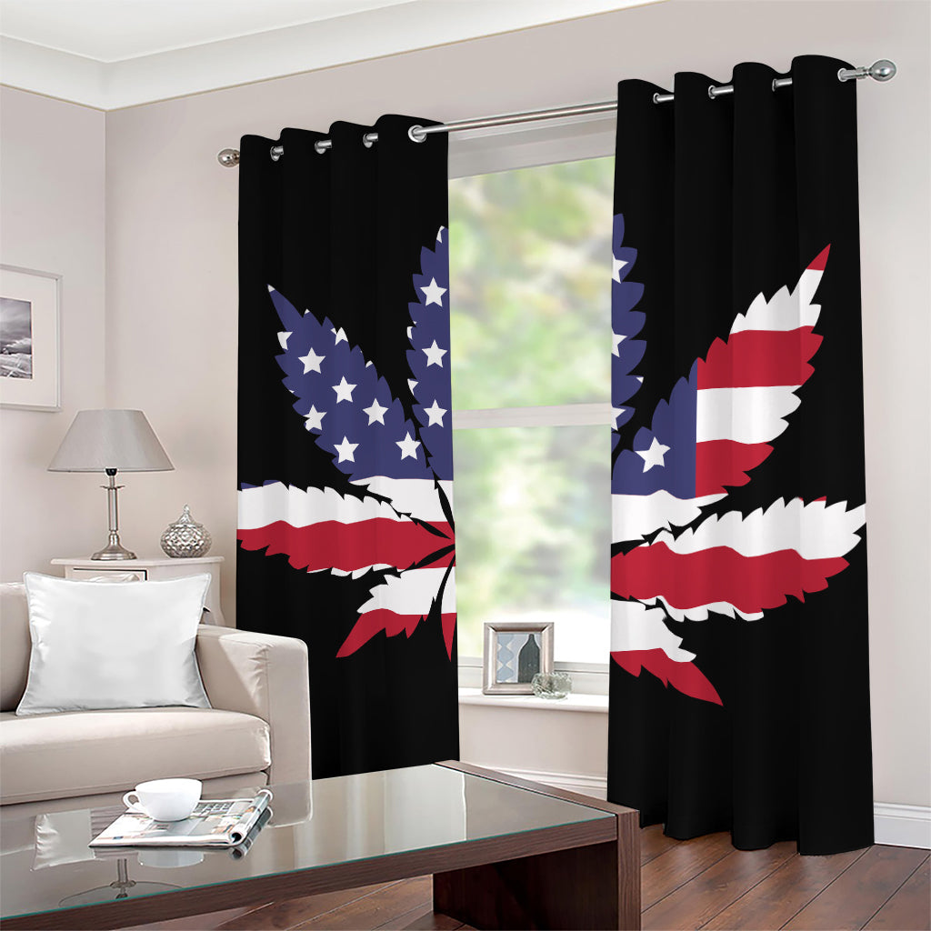 American Cannabis Leaf Flag Print Blackout Grommet Curtains