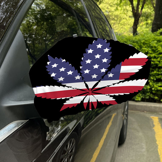 American Cannabis Leaf Flag Print Car Side Mirror Covers
