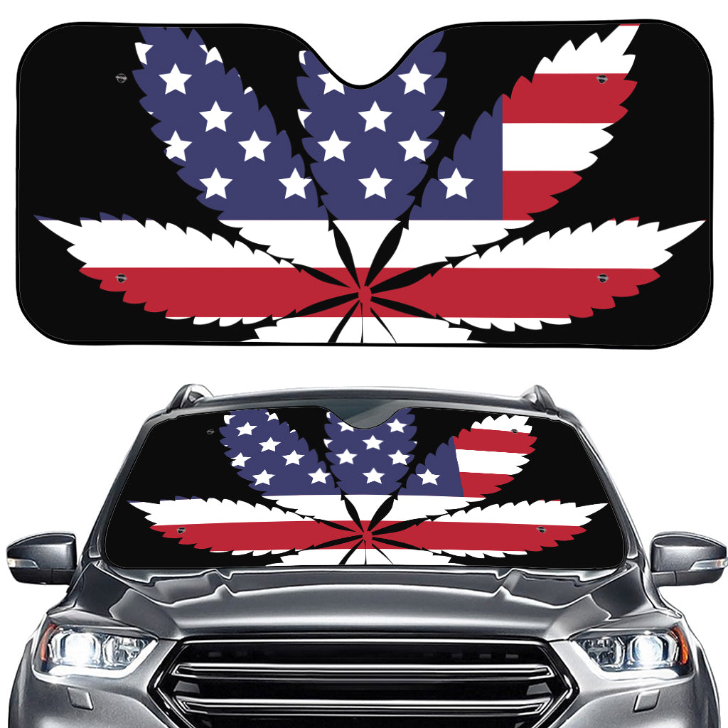 American Cannabis Leaf Flag Print Car Windshield Sun Shade