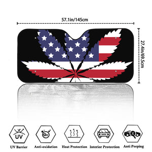 American Cannabis Leaf Flag Print Car Windshield Sun Shade