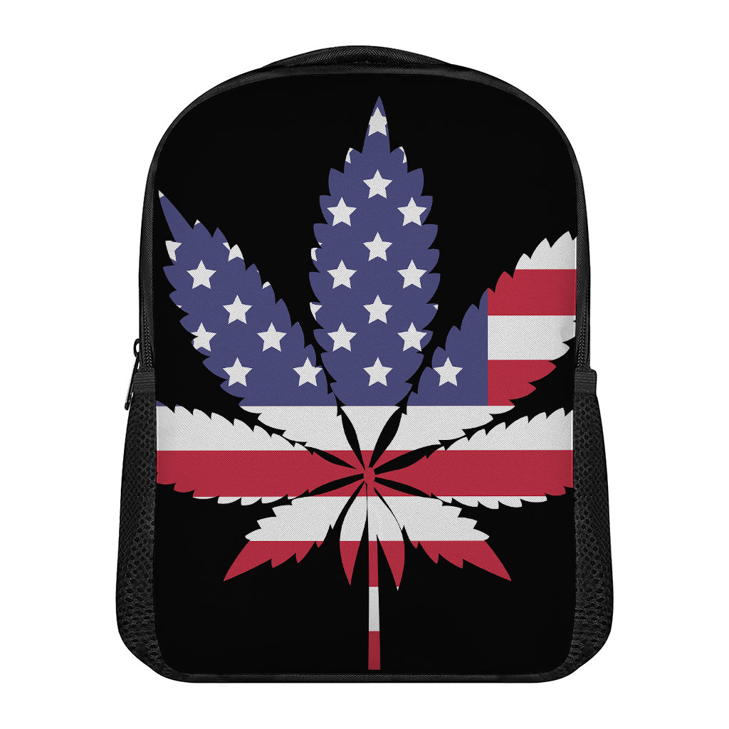 American Cannabis Leaf Flag Print Casual Backpack