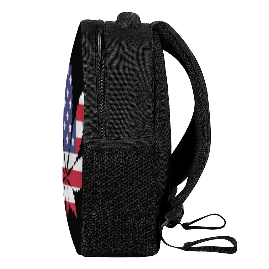American Cannabis Leaf Flag Print Casual Backpack